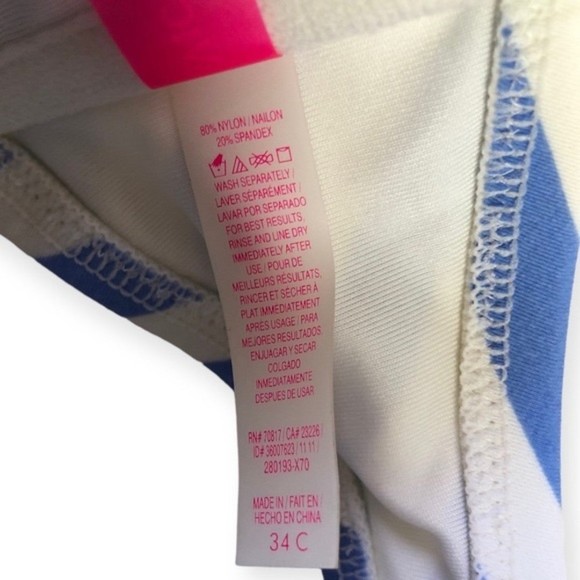 Victoria’s Secret Striped Padded Frilly Bandeau Bikini Top 34C - Picture 5 of 6